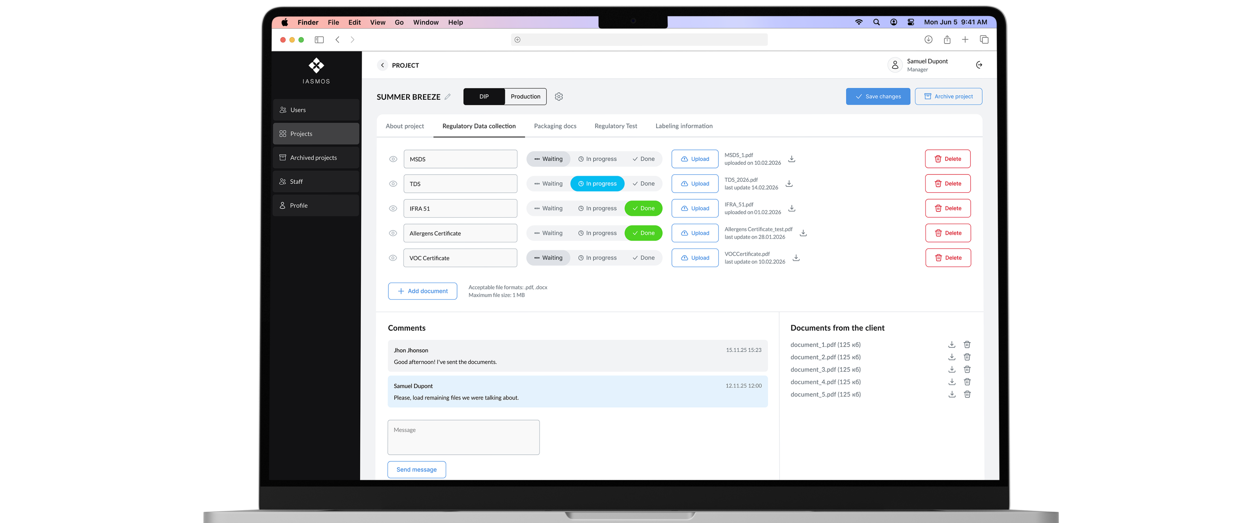 Макет CRM Iasmos